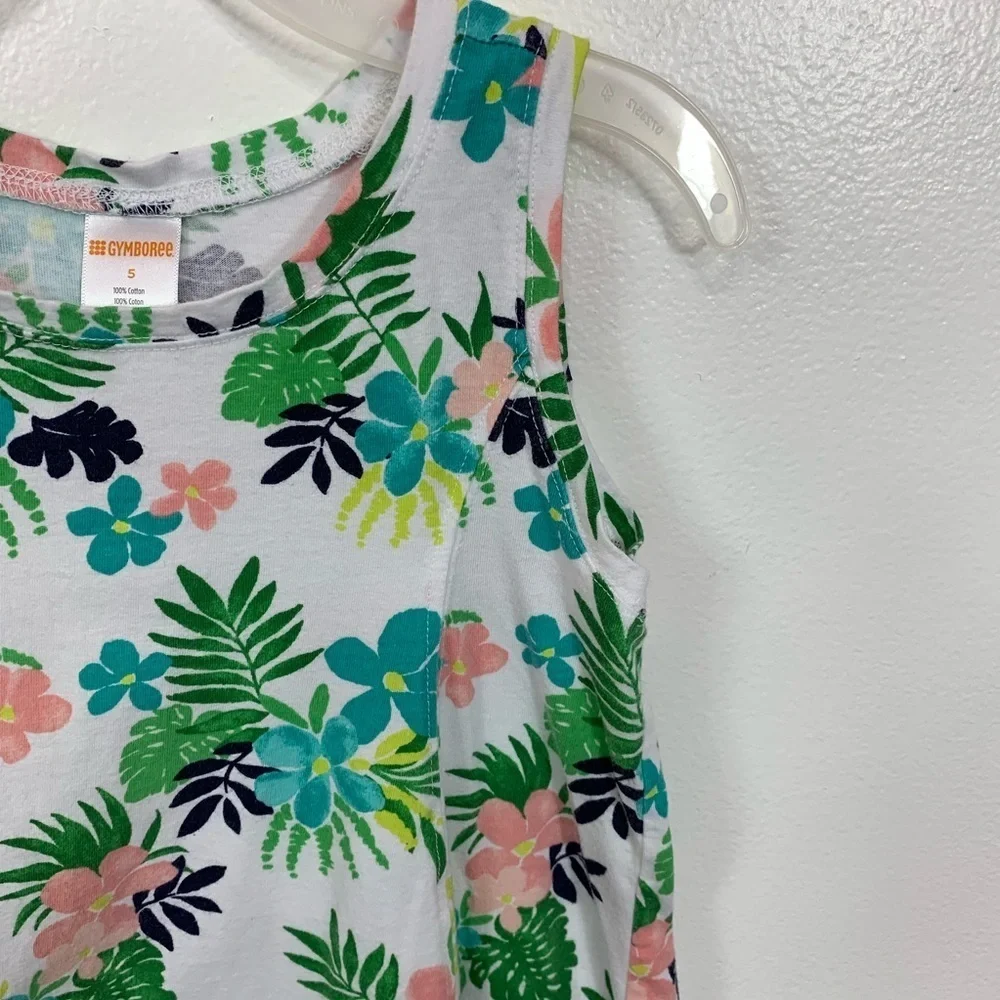 Girls Gymboree Green Floral Print Swing Top